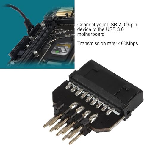 Qiilu USB 3.0 Header Splitter Motherboard Usb2.0 9 Pin to Usb3.0 19 Pin Front Panel Plug in Female Plug Conversion Adapter - Dual 9 Splitter - Internal USB Header Adapter in Saudi Arabia