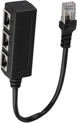 Dioche 2 Into Adapter Ethernet Extension Cord Cable 1 Male to 3 Female Port Splitter, GoldPlated for Optimal Signal, Perfect for Networking at Home or Office in Saudi Arabia