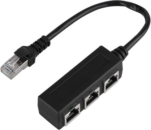 Dioche 2 Into Adapter Ethernet Extension Cord Cable 1 Male to 3 Female Port Splitter, GoldPlated for Optimal Signal, Perfect for Networking at Home or Office in Saudi Arabia
