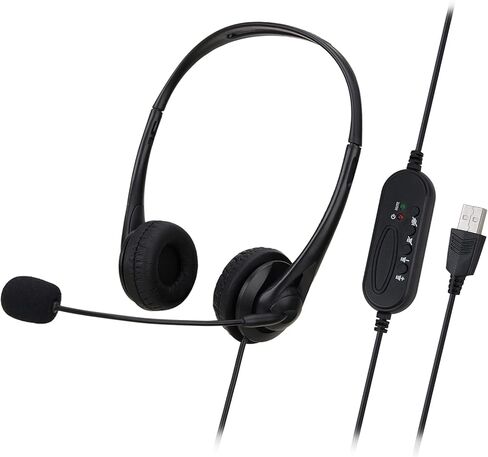 SY490MV سماعة رأس سلكية لمركز الاتصال، تحكم سلكي، منفذ USB مع ميكروفون، مشغل هاتف، إلغاء الضوضاء لصناديق الكمبيوتر والهواتف المكتبية in Kuwait
