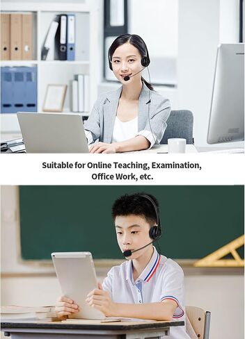SY490MV سماعة رأس سلكية لمركز الاتصال، تحكم سلكي، منفذ USB مع ميكروفون، مشغل هاتف، إلغاء الضوضاء لصناديق الكمبيوتر والهواتف المكتبية in Kuwait