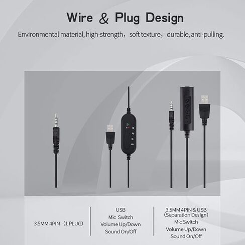 SY490MV سماعة رأس سلكية لمركز الاتصال، تحكم سلكي، منفذ USB مع ميكروفون، مشغل هاتف، إلغاء الضوضاء لصناديق الكمبيوتر والهواتف المكتبية in Kuwait