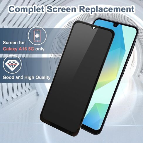 استبدال شاشة Incell لهاتف Samsung Galaxy A16 5G شاشة LCD لهاتف Galaxy A16 SM-A166B SM-A166P SM-A166E استبدال مجموعة محول الأرقام لشاشة تعمل باللمس مع إطار (أسود) in Saudi Arabia