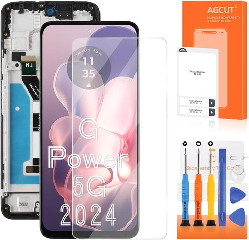 AGCUT لـ Moto G Power 5G 2024 استبدال الشاشة لشاشة Moto G Power 2024 LCD XT2415 XT2415-1 LCD محول الأرقام شاشة تعمل باللمس جزء إصلاح الجمعية مع الإطار in Kuwait