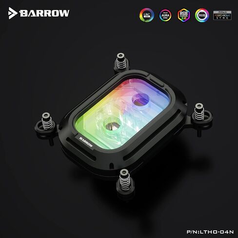 كتلة المياه من سلسلة Barrow Kepler LTHO-04N لوحدة المعالجة المركزية Intel i3 i5 i7 i9 LGA 1700 1200 1156 1155 1151 1150 كتلة مائية نحاسية مع LRC 2.0 5v 3Pin aRGB LED ومحول (أسود) in Kuwait