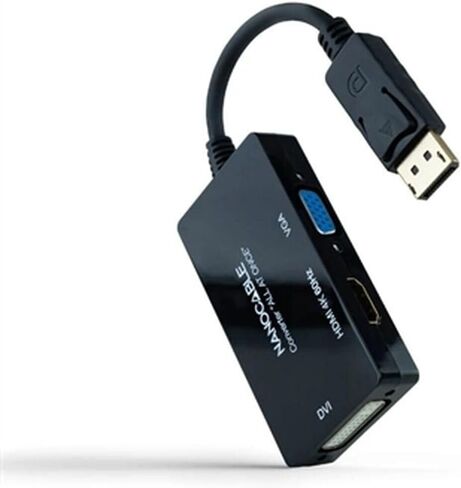 NANOCABLE 10.16.3301-ALL - محول من شاشة العرض إلى HDMI/DVI/VGA، 20 سم، اللون أسود in Saudi Arabia