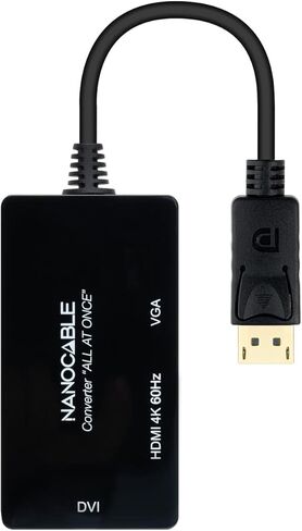 NANOCABLE 10.16.3301-ALL - محول من شاشة العرض إلى HDMI/DVI/VGA، 20 سم، اللون أسود in Saudi Arabia