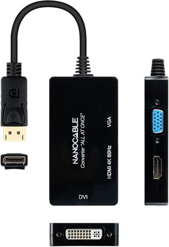 NANOCABLE 10.16.3301-ALL - محول من شاشة العرض إلى HDMI/DVI/VGA، 20 سم، اللون أسود in Saudi Arabia