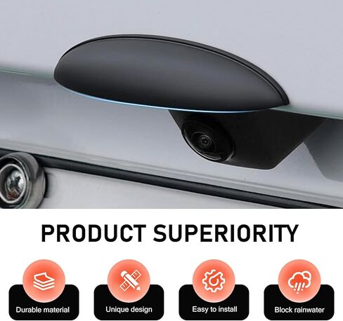 Car Rear View Camera Cover, Waterproof Anti-rain Protective Shield for Reversing Camera, Wider ABS Backup Lens Protector Guard, Self-Adhesive Exterior Modification Accessory (Black) in Saudi Arabia
