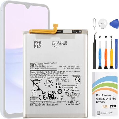 OEM for Samsung Galaxy A15 5G Battery Replacement 4900mAh EB-BA156ABY SM-A156B SM-A156B/DS SM-A156P SM-A156P/DS Standard Capacity Battery Include Complete Repair Tools kit in Saudi Arabia
