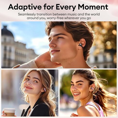 PAXA Stylish Open Ear Clip On Earbuds with Removable Butterfly Earring, Clip On Headphones with LCD Touch Screen, Fashionables Open Ear Headphones for Women, Butterfly Earring Rose Gold Earbuds in Saudi Arabia