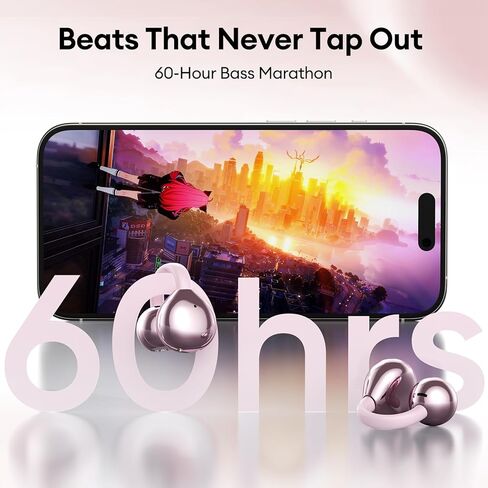 PAXA Stylish Open Ear Clip On Earbuds with Removable Butterfly Earring, Clip On Headphones with LCD Touch Screen, Fashionables Open Ear Headphones for Women, Butterfly Earring Rose Gold Earbuds in Saudi Arabia