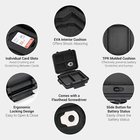 2+3 Slots Camera Battery Memory Card Storage Case in Kuwait