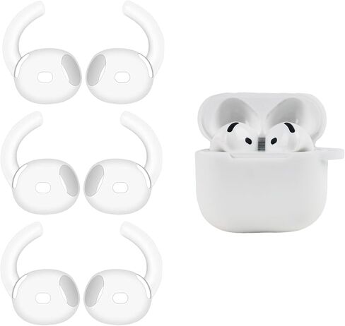 Adhiper 3 أزواج من خطافات الأذن لأجهزة Airpods 4 [غطاء مضاف لسماعات الأذن] ملحقات سماعات أذن مضادة للانزلاق متوافقة مع AirPods الجيل الرابع إصدار 2024 (أبيض) in Kuwait