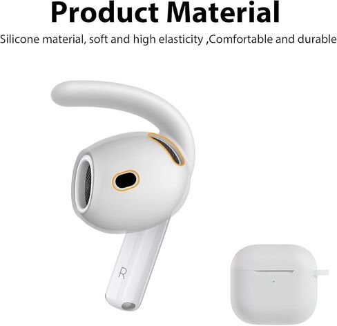 Adhiper 3 أزواج من خطافات الأذن لأجهزة Airpods 4 [غطاء مضاف لسماعات الأذن] ملحقات سماعات أذن مضادة للانزلاق متوافقة مع AirPods الجيل الرابع إصدار 2024 (أبيض) in Kuwait