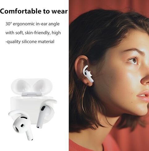 Adhiper 3 أزواج من خطافات الأذن لأجهزة Airpods 4 [غطاء مضاف لسماعات الأذن] ملحقات سماعات أذن مضادة للانزلاق متوافقة مع AirPods الجيل الرابع إصدار 2024 (أبيض) in Kuwait