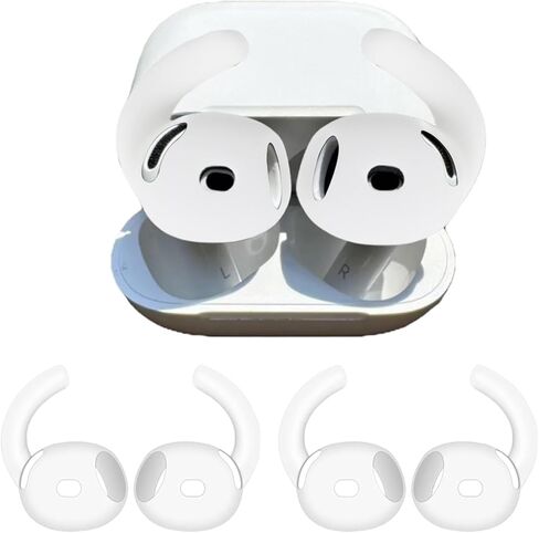 Adhiper 3 أزواج من خطافات الأذن لأجهزة Airpods 4 [غطاء مضاف لسماعات الأذن] ملحقات سماعات أذن مضادة للانزلاق متوافقة مع AirPods الجيل الرابع إصدار 2024 (أبيض) in Kuwait