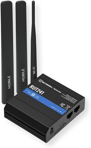 Teltonika RUT241098000 موديل RUT241 جهاز التوجيه الخلوي 4G LTE الصناعي، جهاز توجيه 4G LTE Wi-Fi، الإصدار الأمريكي، يعمل مع Verizon AT&T T-Mobile، تجاوز فشل WAN التلقائي مع التبديل التلقائي، VPN متقدم in Saudi Arabia