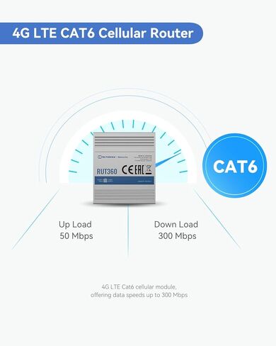 Teltonika RUT360100100 جهاز التوجيه الخلوي 4G LTE Cat6 الصناعي، جهاز توجيه 4G LTE Wi-Fi مع DI/DO، VPN متقدم، معتمد من Verizon/AT&T/T-Mobile in Kuwait