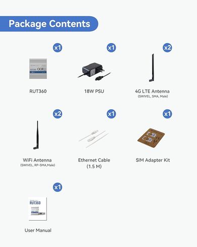 Teltonika RUT360100100 جهاز التوجيه الخلوي 4G LTE Cat6 الصناعي، جهاز توجيه 4G LTE Wi-Fi مع DI/DO، VPN متقدم، معتمد من Verizon/AT&T/T-Mobile in Kuwait