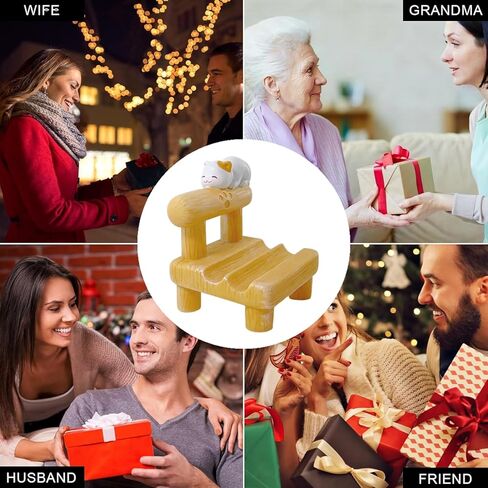 حامل هاتف صغير لكرسي القطط - حامل بتصميم خشبي لطيف للهواتف المحمولة والأجهزة اللوحية وديكور المنزل والمكتب in Kuwait