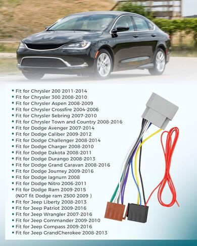 Car Stereo Radio Wiring Harness Fit for Jeep Dodge Chrysler Some Models in Kuwait