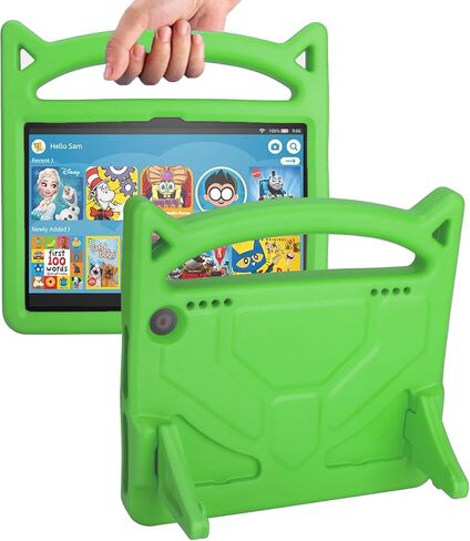 حافظة كمبيوتر لوحي Fire HD 8 & 8 Plus جديدة كليًا (الجيل الثاني عشر/العاشر، 2024/2022/2020)، غطاء حامل قابل للتعديل متعدد التروس من SHREBORN مع مسند، متوافق مع Alcatel TCL - أزرق in Kuwait