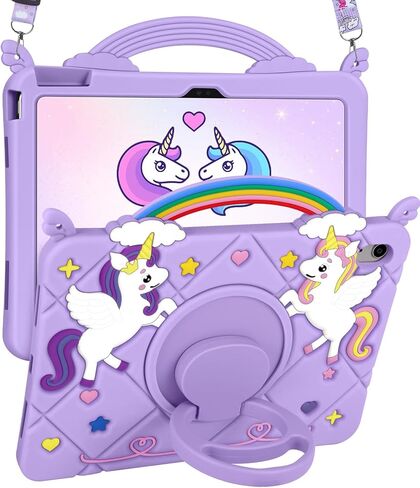 Uppuppy for iPad 5th/6th Generation Case 9.7 Inch - Air 1st/2nd Cute Girls Kawaii Girly 3D Cartoon Teen Case with Rotating Stand & Strap Soft Silicone PK Unicorn Cover for iPad Pro 9.7 Inch Funda in Saudi Arabia