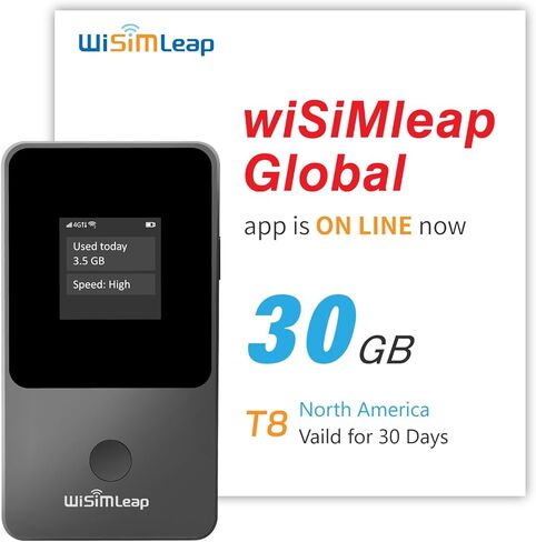 Global Travel Mobile Hotspot Device 4G Pocket Router No Roaming fee Built-in SIM Card No Need Physical Card No Contract 150 Countries Travel Portable WiFi Hotspot 30GB for North America in Saudi Arabia