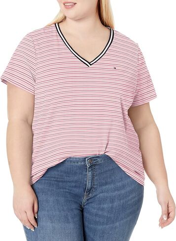 Tommy Hilfiger Women's Short Sleeve V-Neck T-Shirt (Standard and Plus Size) in Saudi Arabia