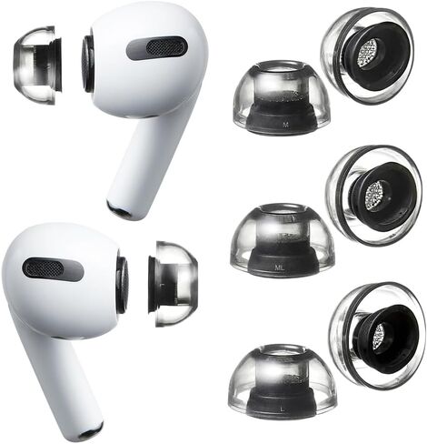AZLA XELASTEC 2 لأجهزة AirPods Pro الجيل الأول والثاني - استبدال أطراف الأذن Airpods Pro - ملاءمة محسنة وعزل الضوضاء - أطراف أذن AirPod Pro 2، أطراف استبدال AirPod، 3 أزواج (MS-M-ML) in Kuwait