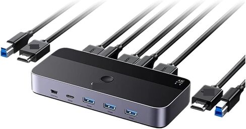 4K @ 60 هرتز HDMI KVM Switch USB3.0 Switcher 2 قطعة مشاركة 1 شاشة، طابعة، لوحة مفاتيح، ماوس يدعم 3D، رؤية HDR in Kuwait