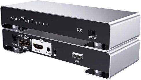 موسع HDMI KVM 200 متر عبر IP Rj45 Cat6 USB إيثرنت 656FT 1080P 60 هرتز لمفتاح شبكة مراقبة كاميرا NVR (200 متر RX، قابس الولايات المتحدة) in Kuwait