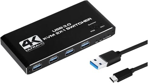KVM Switcher USB 3.0 Hub Switch HDMI-متوافق مع 4K محدد محطة إرساء 2 مشاركة الكمبيوتر 4 أجهزة شاشة لوحة المفاتيح (زر التحكم) in Saudi Arabia