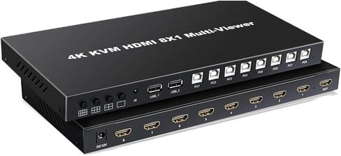 4K 60 هرتز HDMI Multiviewer KVM Switch 8x1 USB Quad Multi Viewer لـ 8 أجهزة كمبيوتر مشاركة لوحة المفاتيح والتحكم في الماوس (قابس AU) in Saudi Arabia