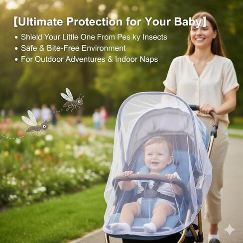 Universal Mosquito Net for Strollers - 2 Pack Breathable Insect Netting Protection for Babies, Fine Mesh Bug Screen Cover for Infant Car Seats, Cribs, and Playpens in Saudi Arabia
