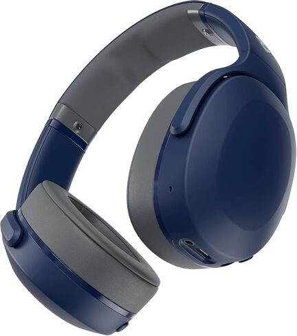 Skullcandy Crusher Evo Wireless Bluetooth Headphones Blue/Grey, Multi-Sensory Bass, 40Hr Wireless, Noise Isolating Over-Ear, Mic for iPhone/Android, Extra 3ft USB-C to USB-C Charging Cable in Kuwait