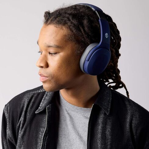 Skullcandy Crusher Evo Wireless Bluetooth Headphones Blue/Grey, Multi-Sensory Bass, 40Hr Wireless, Noise Isolating Over-Ear, Mic for iPhone/Android, Extra 3ft USB-C to USB-C Charging Cable in Kuwait