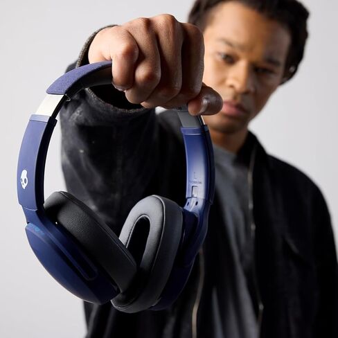 Skullcandy Crusher Evo Wireless Bluetooth Headphones Blue/Grey, Multi-Sensory Bass, 40Hr Wireless, Noise Isolating Over-Ear, Mic for iPhone/Android, Extra 3ft USB-C to USB-C Charging Cable in Kuwait
