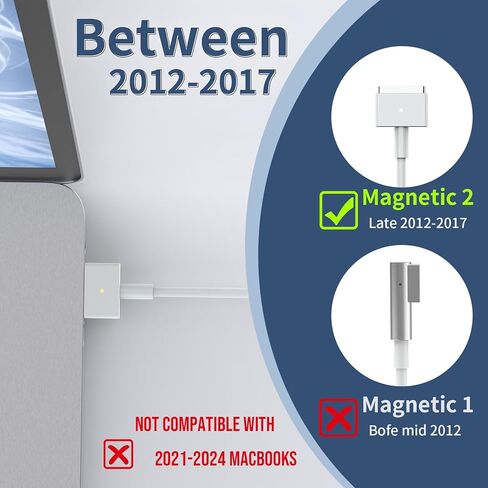 شاحن كمبيوتر محمول بقدرة 60 وات متوافق مع T-tip Mac Book pro Retina مقاس 13 بوصة ومحول طاقة Mac Book Air (أحدث 2012) in Kuwait