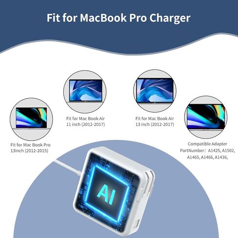 شاحن كمبيوتر محمول بقدرة 60 وات متوافق مع T-tip Mac Book pro Retina مقاس 13 بوصة ومحول طاقة Mac Book Air (أحدث 2012) in Kuwait