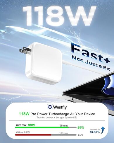 Mac Book Pro Charger 118W USB C Fast Charger Compatible with MacBook pro/Air, M1 M2 M3 M4 M5 ipad Pro 13 14 15 16 inch 6.6ft Charge Cable in Saudi Arabia