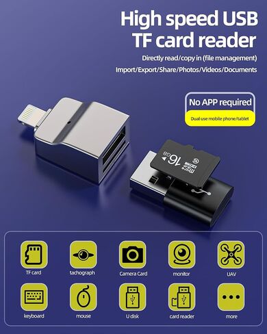 محول USB لقارئ بطاقات Lightning Micro SD (2 في 1) سلك OTG 3.0 لهاتف iPhone 14 13 12 لملحقات ذاكرة Apple لجهاز iPad الرقمي وفتحة TF ونقل اتصال الصور USB-A Flash Drive Stick Dongle in Kuwait