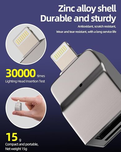 محول USB لقارئ بطاقات Lightning Micro SD (2 في 1) سلك OTG 3.0 لهاتف iPhone 14 13 12 لملحقات ذاكرة Apple لجهاز iPad الرقمي وفتحة TF ونقل اتصال الصور USB-A Flash Drive Stick Dongle in Kuwait