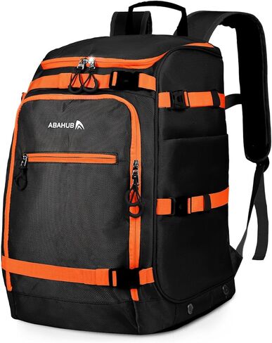 Abahub Ski Boot Bag, 50L 1680D Nylon Water-resistant Padded Ski Boot Backpack for Skis, Snowboard, Ski Helmet, & Accessories, Black in Saudi Arabia