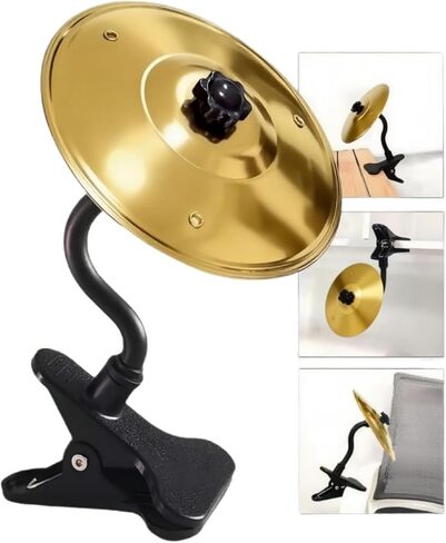 صنج سطح المكتب مع مشبك - أداة قرع معدنية محمولة للمكتب والمنزل - ملحق طبلة صغير لتخفيف التوتر (واحد، ذهبي) in Kuwait