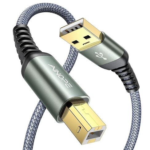 AINOPE USB A to USB B Priner Cable 6.6ft High-Speed USB 2.0 MIDI USB Cable, Nylon Braided USB A to B Printer Cord for HP, Canon, Brother, Samsung, Dell, Epson, Lexmark, Xerox, and More in Saudi Arabia