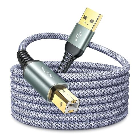 AINOPE USB A to USB B Priner Cable 6.6ft High-Speed USB 2.0 MIDI USB Cable, Nylon Braided USB A to B Printer Cord for HP, Canon, Brother, Samsung, Dell, Epson, Lexmark, Xerox, and More in Saudi Arabia