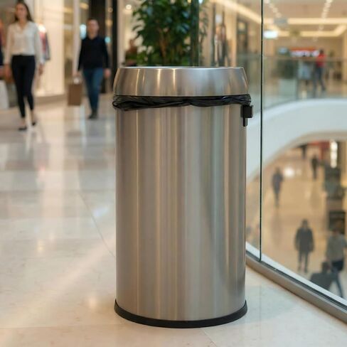 towallmark 65l/17gal الثقيلة مفتوحة الأعلى التجارية / سلة المهملات المطبخ، سلة المهملات مقاومة بصمات الأصابع لمطعم غرفة نوم مكتب، نحى الفولاذ المقاوم للصدأ in Saudi Arabia