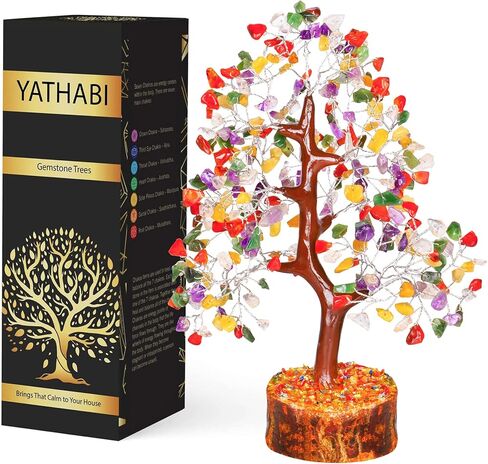 Seven Chakra Crystal Tree for Positive Energy - Feng Shui Tree of Life Decor - Good Luck Gifts - Crystals and Stones - Spiritual Items - Housewarming Gifts for Women in Saudi Arabia